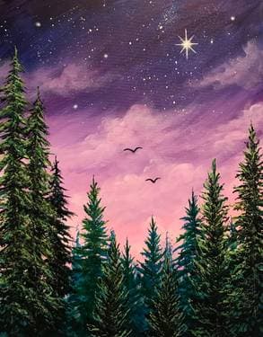 Mystical Pines - Paint and sip event at VFW Post 1621 in Janesville, WI - PaintNite.com
