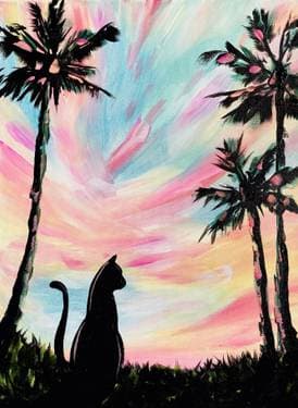 Groovy Beach Cat  - Paint Nite event in Saskatoon, SK