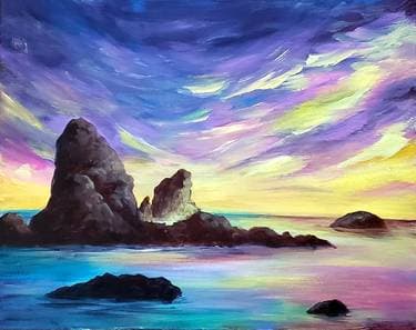 Ocean Sunset Glow - Paint Nite event in Winnipeg, MB