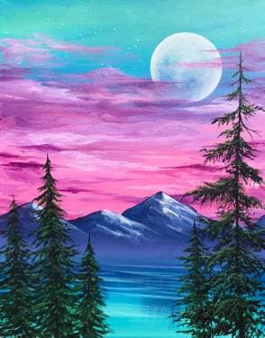 Pastel Sky Pines - Paint Nite event in Roseville, CA
