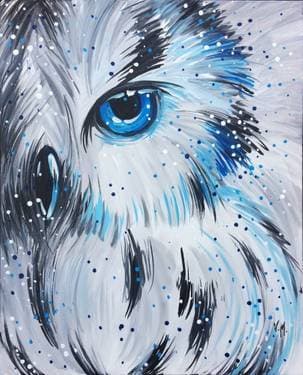 Winter OWL in Snow - Paint Nite event in Calgary, AB
