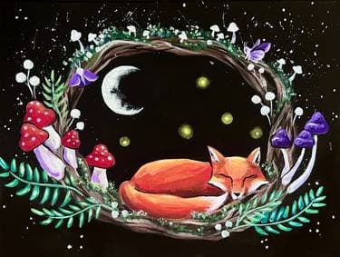 Dreamy Fox Wreath - Paint Nite event in Winnipeg, MB
