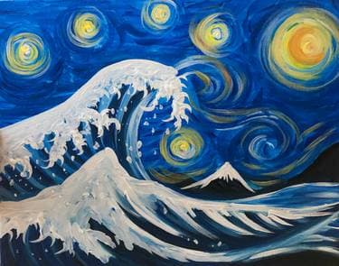 Wavy wavy night - Paint Nite event in Maple Ridge, BC