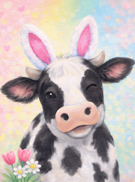 Easter Bunny Cow - Paint Nite event in Edmonton, AB