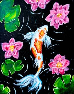 Lily Pond Koi - Paint Nite event in Calgary , AB