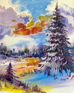 Pining for Winter - Paint Nite event in Brantford, ON