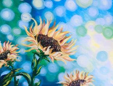 Bokeh Sunflowers - Paint Nite event in Edmonton , AB