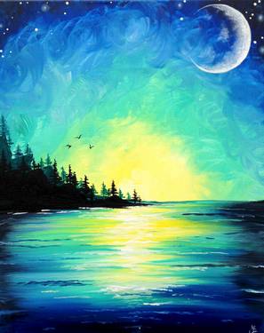 Sunset Over Pine Lake — Painting