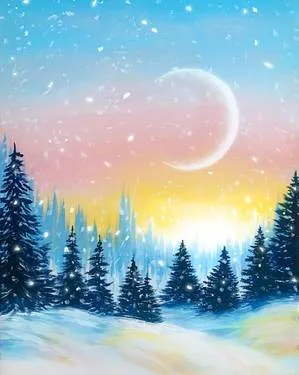 Snowy Sparkle Sunset — Painting