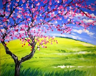 Spring Cherry Blossom at  Mtn. Mike's on Montgomery in SRosa  — Painting