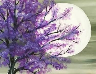Purple Tree in Moonlight — Painting