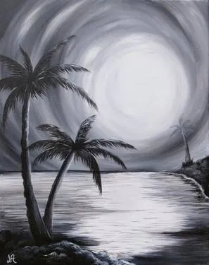Moonlit Palm Noir at Café Olé Restaurant & Cantina | Boise Towne Square — Painting