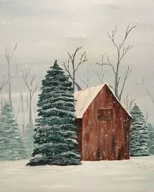 Snowy Day at Broadway Bar and Grill Portobello — Painting