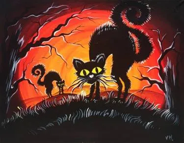 Halloween Cats at the Bridge Public House — Painting