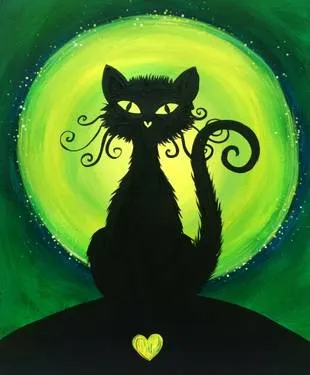 Lovely Black Cat at Ye Olde Sonoma Public Hous — Painting