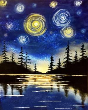 PaintNite at Cascade Grill! Jubitz!  - Starry Lake — Painting