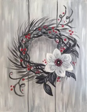 Paint Nite: Winterberry Wreath — Painting