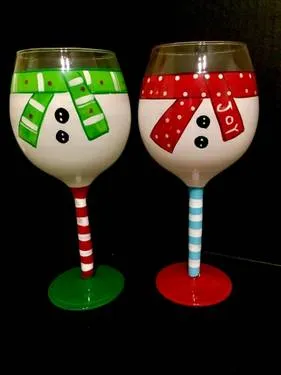 Snowmates Wine Glasses at Adventurous Brewing — Painting