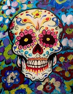 Sugar Skull Fun at Mtn. Mike's Pizza in SRosa on Montgomery — Painting