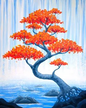 Autumn Bonsai Falls — Painting