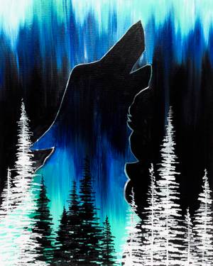 Wolf in the Pines — Painting