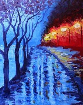 Sunday Rainy Street — Painting