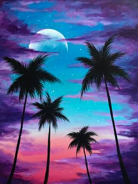 Paint Nite: Vibrant Palm Sky — Painting
