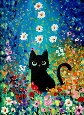 "Magic Garden Cat" — Painting