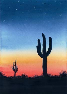 Cactus sunset — Painting