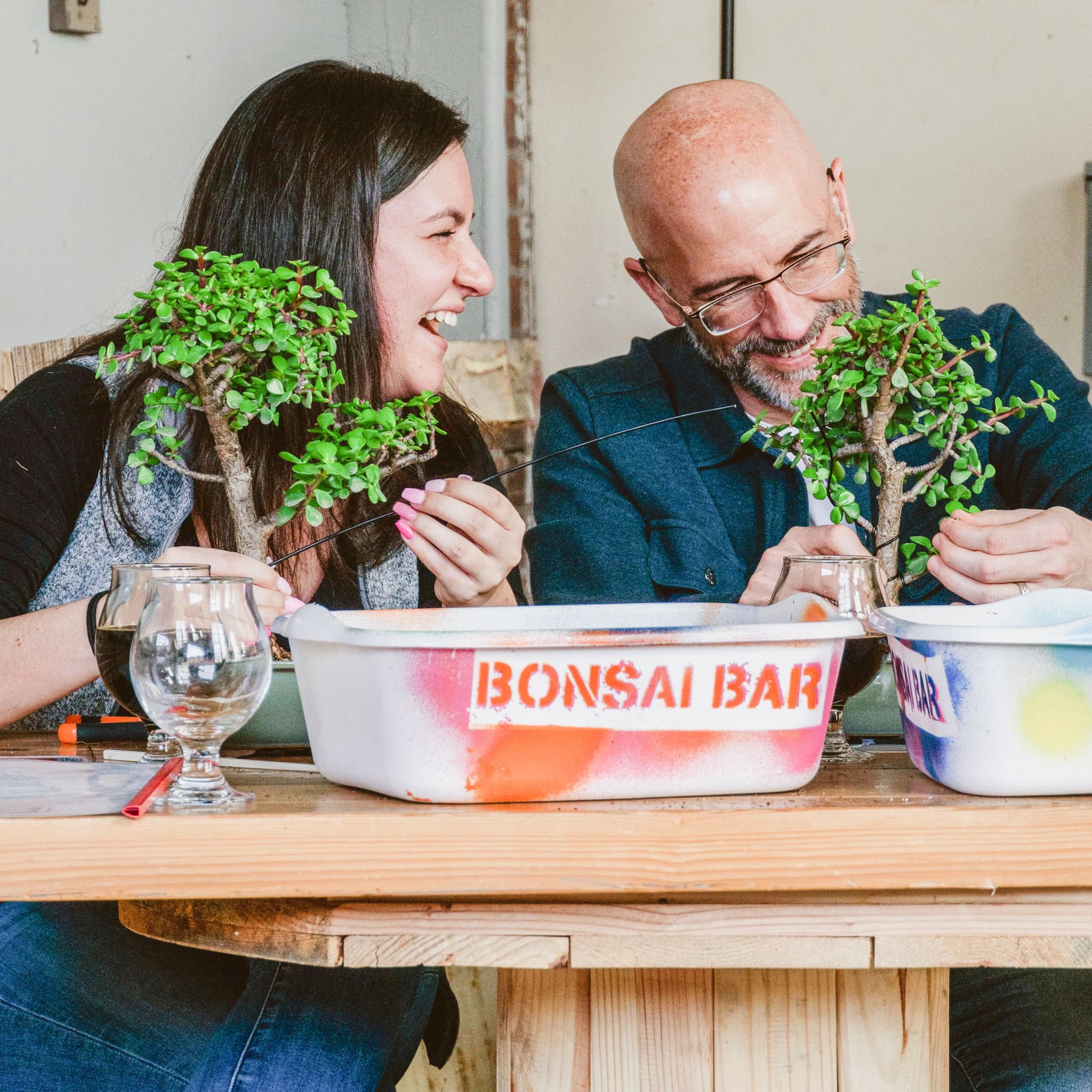 Bonsai Bar private workshop teaching bonsai styling and care for group events