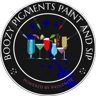 Boozy Pigments Paint and Sip shop logo