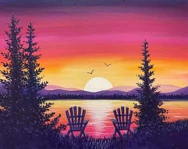 Lakeside Sunset Seats for Two