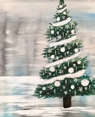 White Christmas Tree at Double Barrel Taphouse — Painting