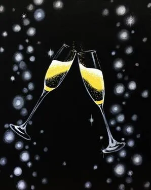 Champagne Toast for the New Year at Mtn. Mike's in Santa Rosa — Painting