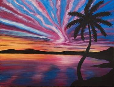 Vibrant Tropical Sunset Reflecting on the Ocean - Paint Nite event in sa, CA