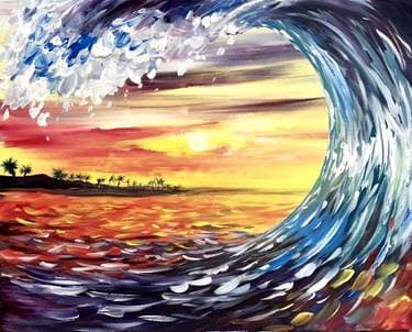 Sunset Sea Curl - Paint Nite event in Fenton, MO