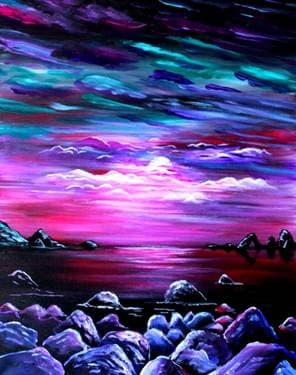 Moonlight on the Rocky Shore - Paint Nite event in Winnipeg, MB