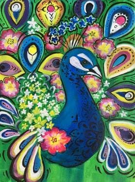 Blooming Peacock Feathers - Paint Nite event in Worcester, MA
