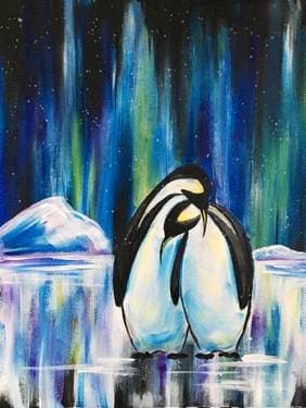 Penguin Northern Light Lovers - Paint Nite event in Boston, MA