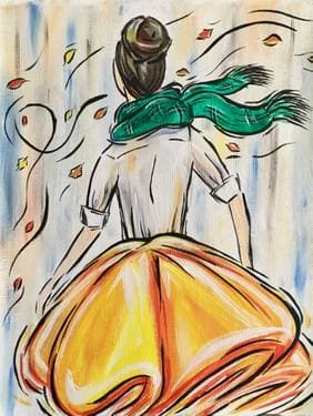 Girl on a Windy Autumn Day - Paint Nite event in Boucherville, QC