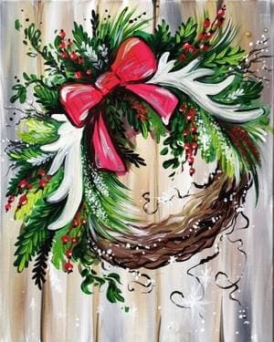 Festive Wreath - Paint Nite event in Edmonton, AB