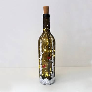 Birch Buddies Wine Bottle with Fairy Lights - Paint Nite event in RIVERHEAD, NY