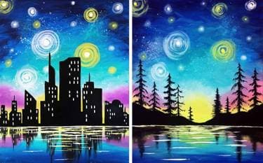 Starry Lake Sunset Partner Painting - Paint and sip event at Renaissance Minneapolis Hotel: The Depot (Minneapolis, MN) in Minneapolis, MN - PaintNite.com
