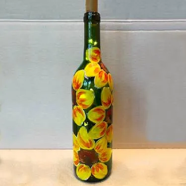 Sunflower Wine Bottle Paint Nite — Painting