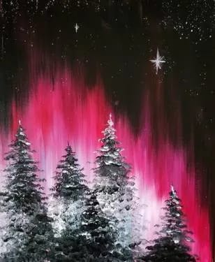 Winter aurora — Painting