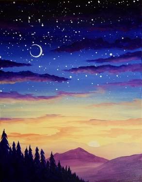 Purple Mountain Nightfall — Painting