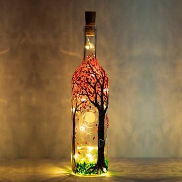 Blossoming Forest Magic Wine Bottle with Fairy Lights - Paint Nite event in HAMILTON, NJ