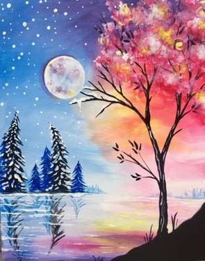 Transitioning from Winter to Spring - Paint Nite event in Edmonton, AB