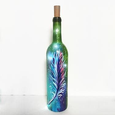 Light As Feather Wine Bottle with Fairy Lights - Paint Nite event in Le Claire, IA