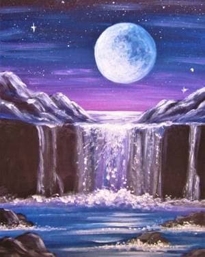Mysterious Moonlit Waterfalls - Paint Nite event in Brampton, ON